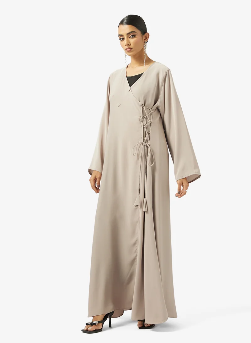 hayas closet  Abaya with Crossover loops details for Women | Best Price UAE